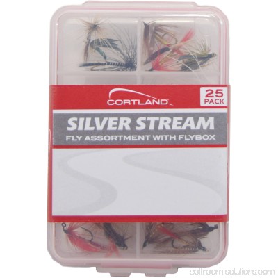 Cortland Silver Stream 25 Fly Assortment Value Pack with Fly Box 555503321